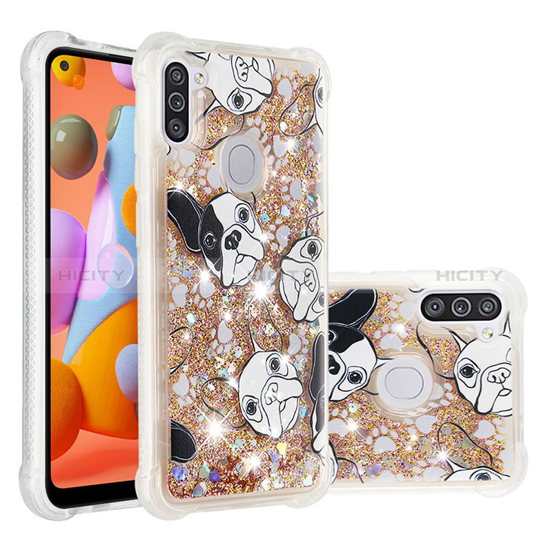 Coque Silicone Housse Etui Gel Bling-Bling S04 pour Samsung Galaxy M11 Or Plus