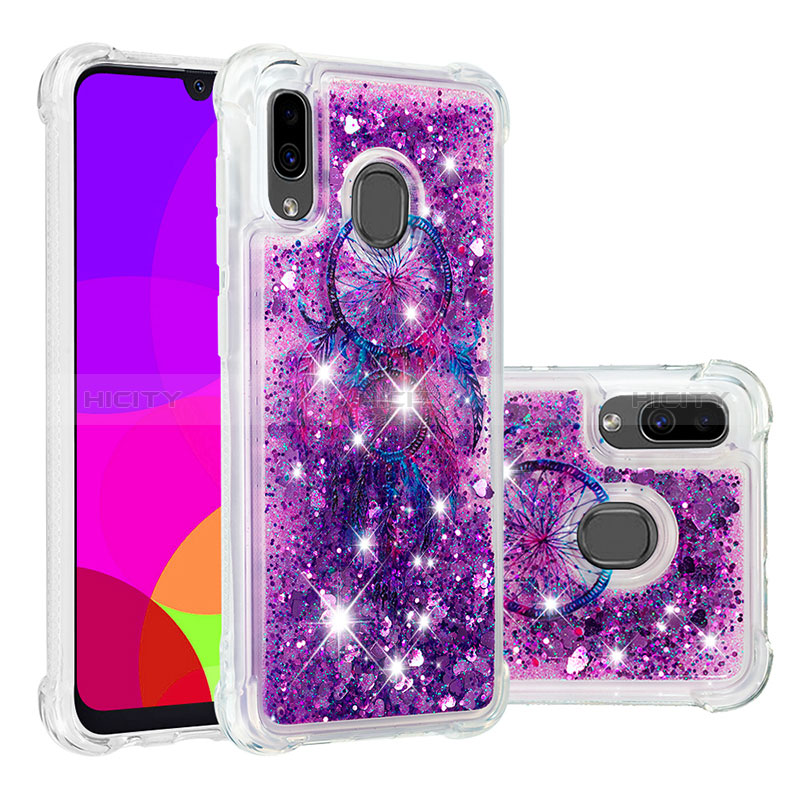 Coque Silicone Housse Etui Gel Bling-Bling S05 pour Samsung Galaxy A20 Violet Plus