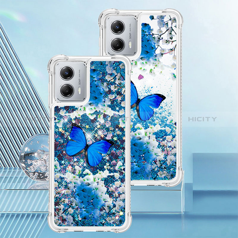 Coque Silicone Housse Etui Gel Bling-Bling YB1 pour Motorola Moto G 5G (2023) Bleu Plus