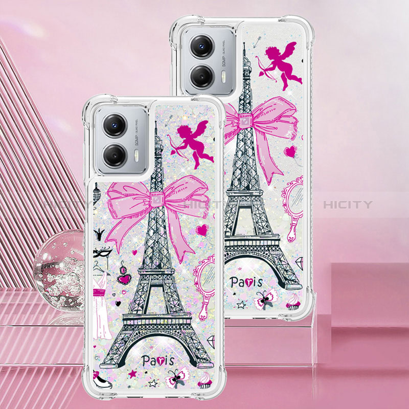 Coque Silicone Housse Etui Gel Bling-Bling YB1 pour Motorola Moto G 5G (2023) Or Rose Plus