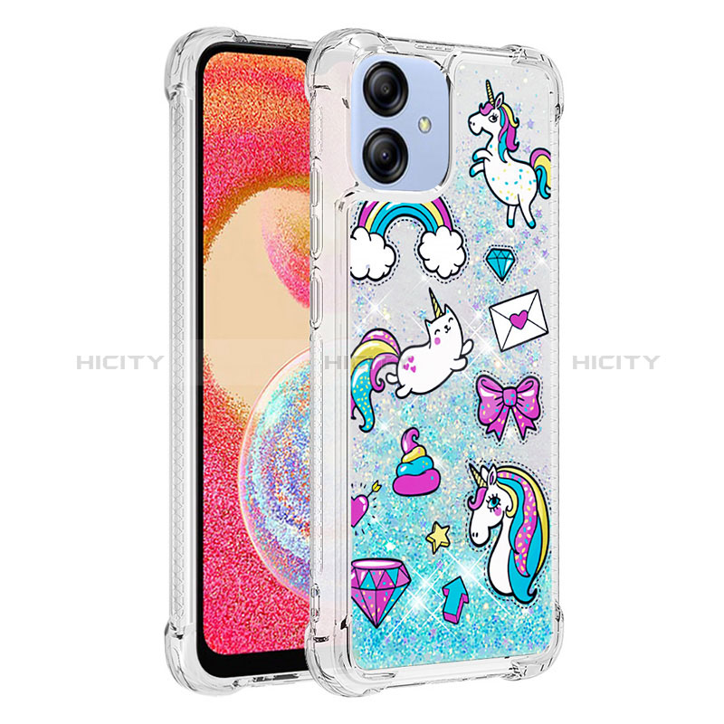 Coque Silicone Housse Etui Gel Bling-Bling YB1 pour Samsung Galaxy F04 Bleu Ciel Plus