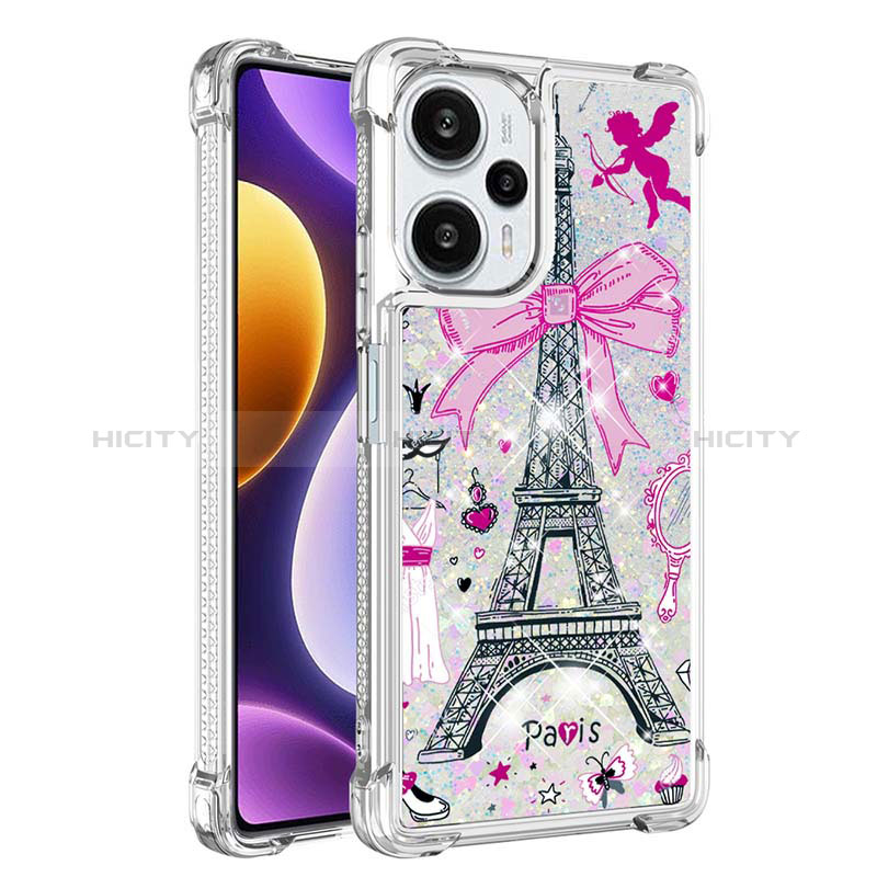 Coque Silicone Housse Etui Gel Bling-Bling YB1 pour Xiaomi Poco F5 5G Or Rose Plus