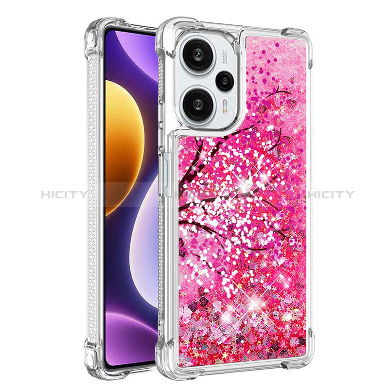 Coque Silicone Housse Etui Gel Bling-Bling YB1 pour Xiaomi Poco F5 5G Rose Rouge Plus