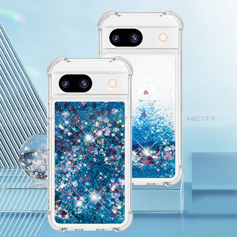 Coque Silicone Housse Etui Gel Bling-Bling YB3 pour Google Pixel 8a 5G Bleu Plus