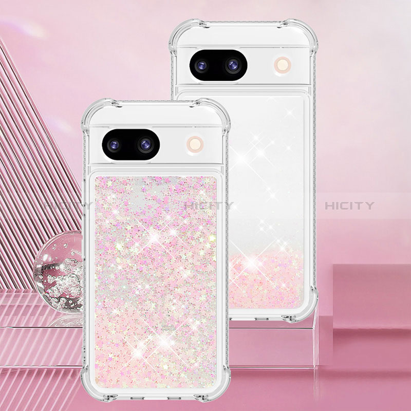 Coque Silicone Housse Etui Gel Bling-Bling YB3 pour Google Pixel 8a 5G Rose Plus