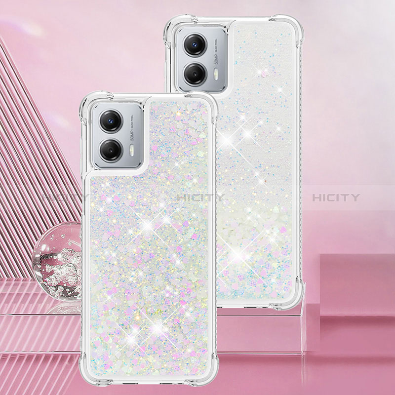 Coque Silicone Housse Etui Gel Bling-Bling YB3 pour Motorola Moto G 5G (2023) Argent Plus