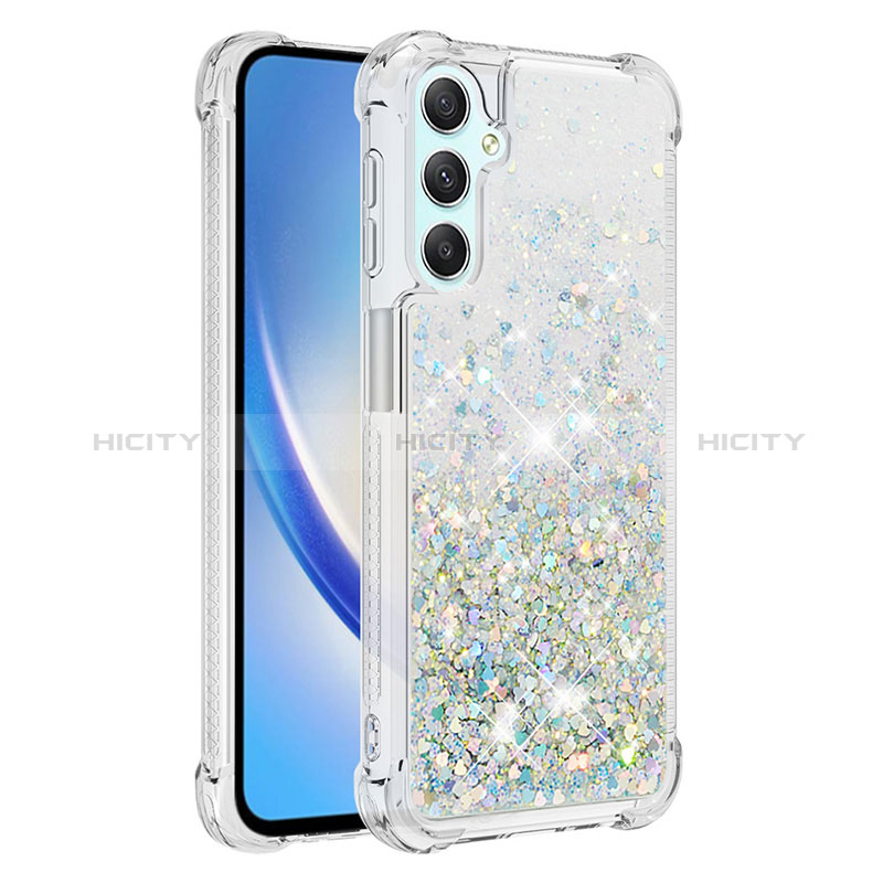 Coque Silicone Housse Etui Gel Bling-Bling YB3 pour Samsung Galaxy A24 4G Bleu Clair Plus