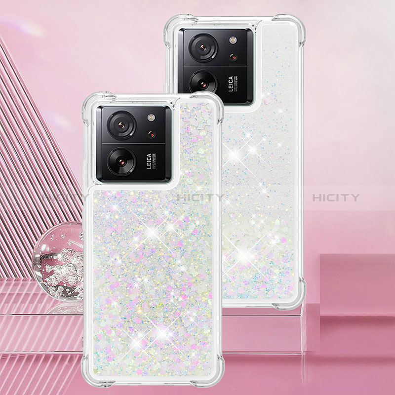 Coque Silicone Housse Etui Gel Bling-Bling YB3 pour Xiaomi Mi 13T 5G Argent Plus