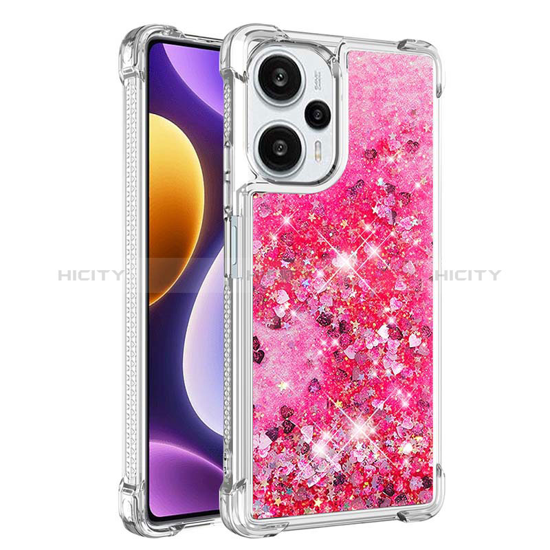 Coque Silicone Housse Etui Gel Bling-Bling YB3 pour Xiaomi Redmi Note 12 Turbo 5G Rose Rouge Plus