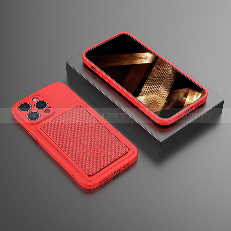 Coque Silicone Housse Etui Gel KC1 pour Apple iPhone 13 Pro Max Rouge Plus