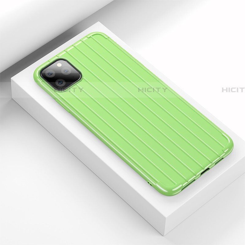 Coque Silicone Housse Etui Gel Line C01 pour Apple iPhone 11 Pro Max Vert Plus