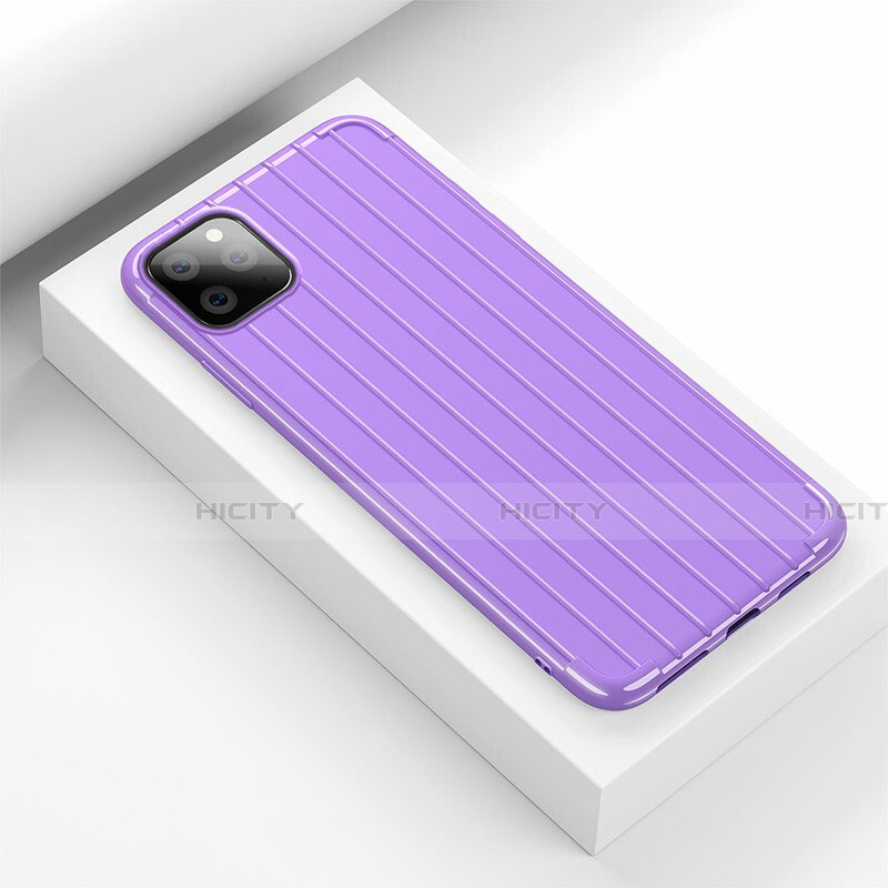 Coque Silicone Housse Etui Gel Line C01 pour Apple iPhone 11 Pro Violet Plus
