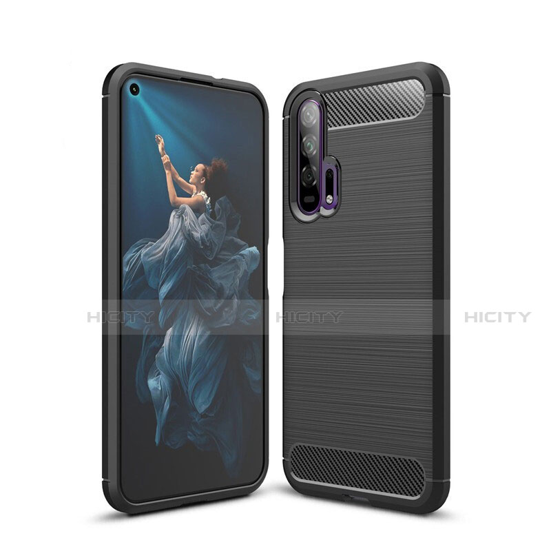 Coque Silicone Housse Etui Gel Line C01 pour Huawei Honor 20 Pro Noir Plus