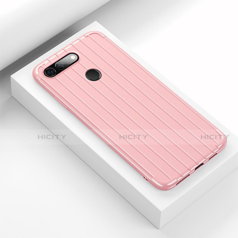 Coque Silicone Housse Etui Gel Line C01 pour Huawei Honor V20 Rose Plus