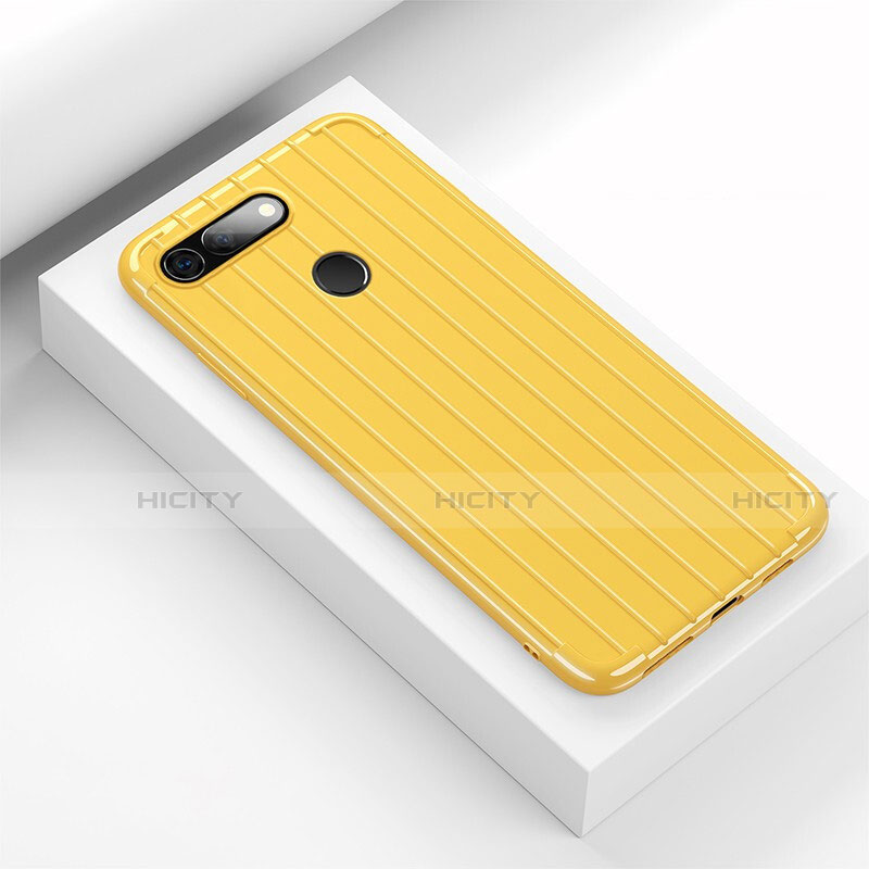 Coque Silicone Housse Etui Gel Line C01 pour Huawei Honor View 20 Jaune Plus