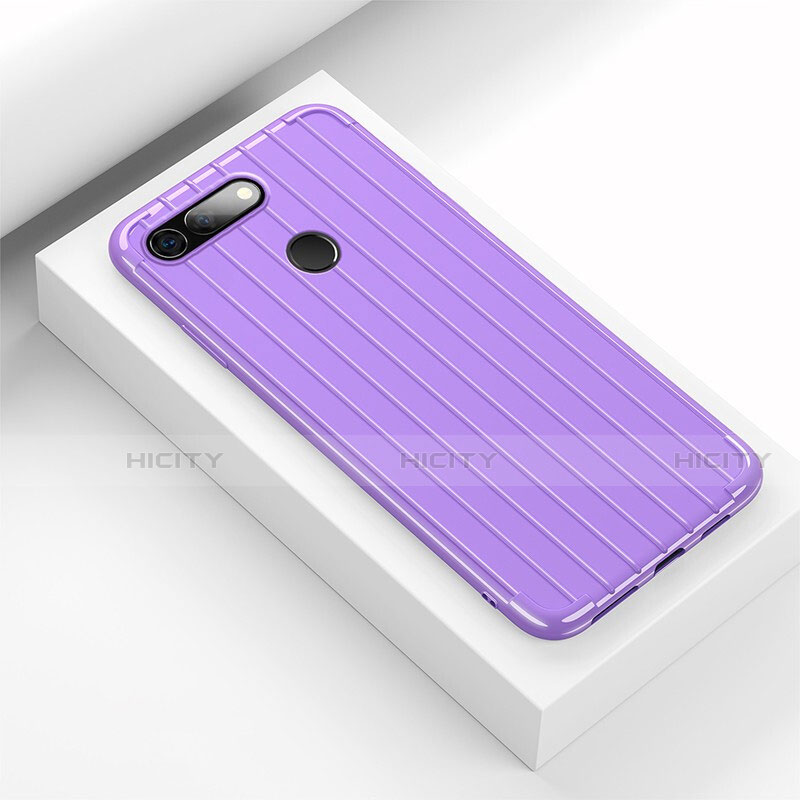 Coque Silicone Housse Etui Gel Line C01 pour Huawei Honor View 20 Violet Plus