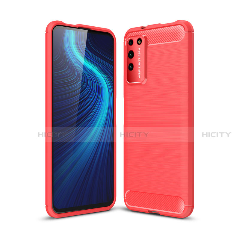 Coque Silicone Housse Etui Gel Line C01 pour Huawei Honor X10 5G Rouge Plus