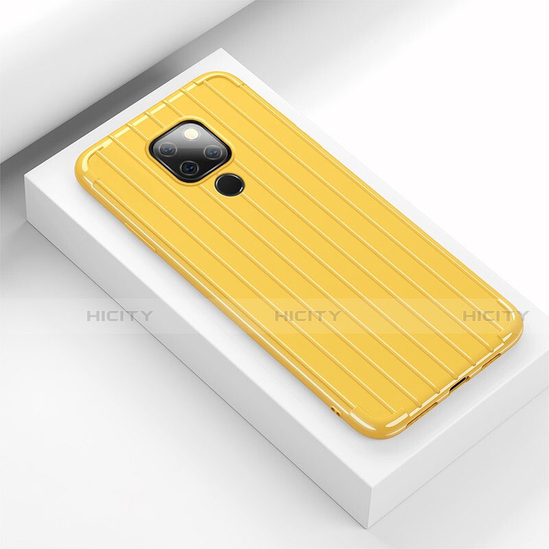 Coque Silicone Housse Etui Gel Line C01 pour Huawei Mate 20 Jaune Plus