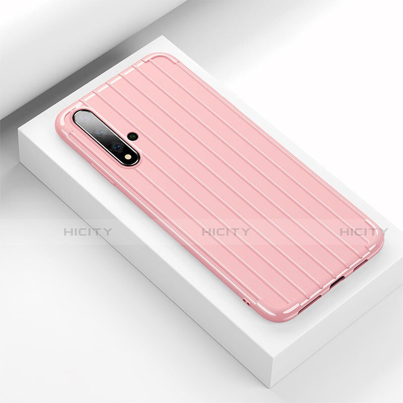 Coque Silicone Housse Etui Gel Line C01 pour Huawei Nova 5 Pro Rose Plus