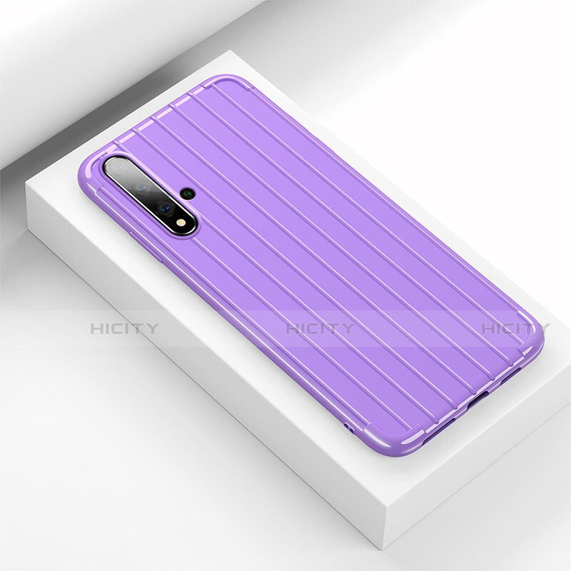 Coque Silicone Housse Etui Gel Line C01 pour Huawei Nova 5 Pro Violet Plus