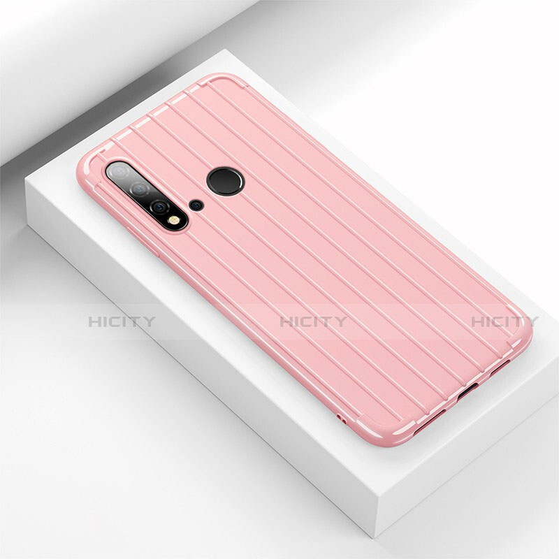 Coque Silicone Housse Etui Gel Line C01 pour Huawei Nova 5i Rose Plus