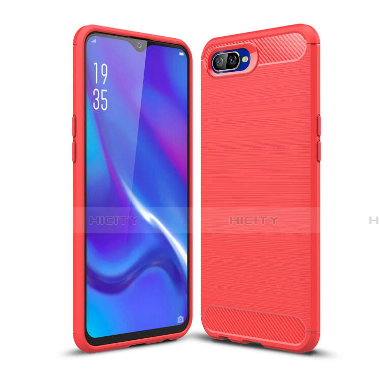 Coque Silicone Housse Etui Gel Line C01 pour Oppo R17 Neo Rouge Plus