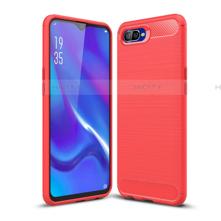 Coque Silicone Housse Etui Gel Line C01 pour Oppo RX17 Neo Rouge Plus