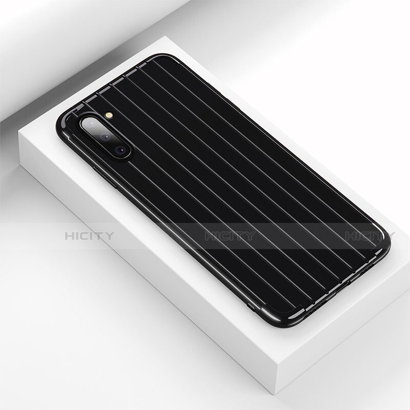 Coque Silicone Housse Etui Gel Line C01 pour Samsung Galaxy Note 10 5G Noir Plus
