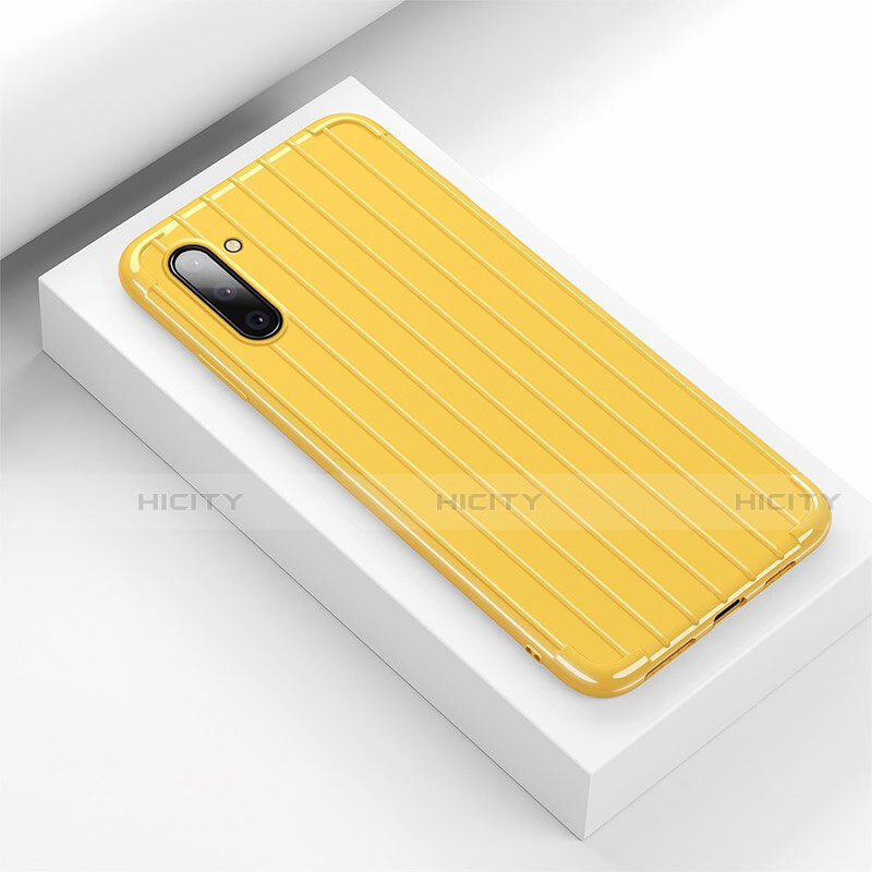 Coque Silicone Housse Etui Gel Line C01 pour Samsung Galaxy Note 10 Jaune Plus