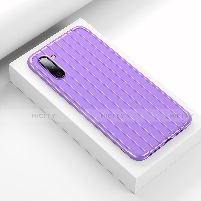 Coque Silicone Housse Etui Gel Line C01 pour Samsung Galaxy Note 10 Violet Plus