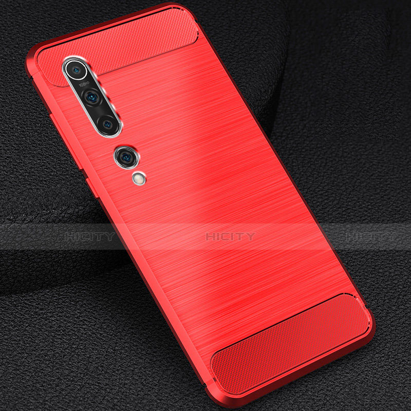 Coque Silicone Housse Etui Gel Line C01 pour Xiaomi Mi 10 Rouge Plus