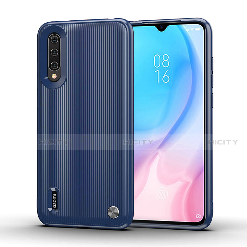 Coque Silicone Housse Etui Gel Line C01 pour Xiaomi Mi A3 Bleu Plus