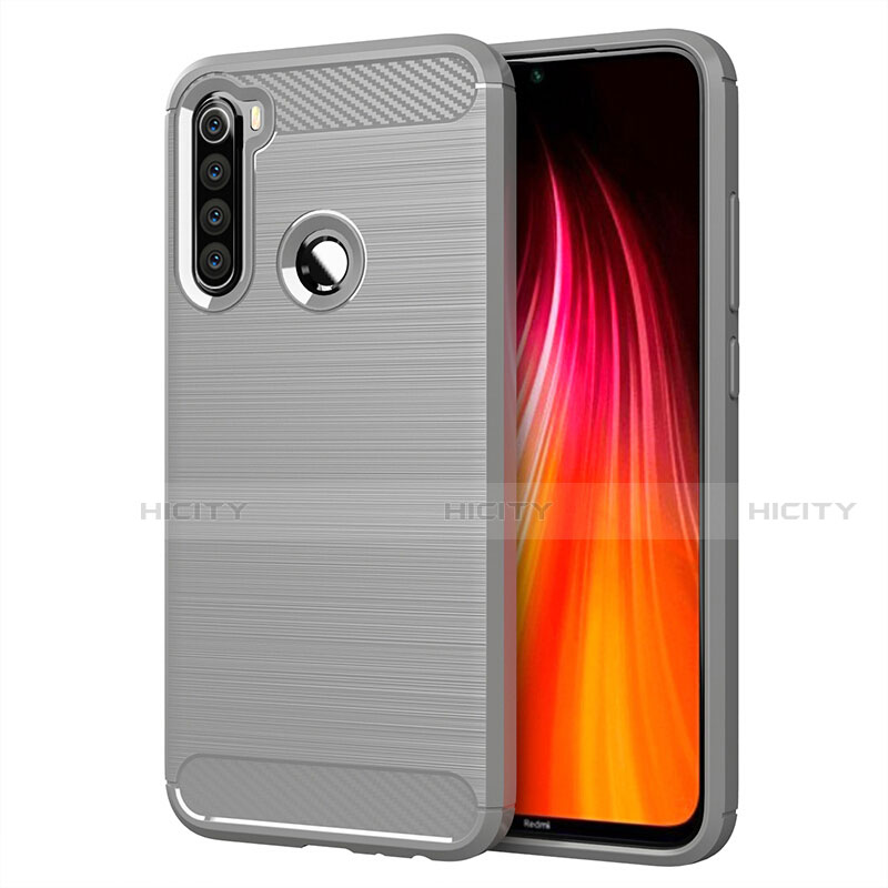 Coque Silicone Housse Etui Gel Line C01 pour Xiaomi Redmi Note 8 (2021) Argent Plus