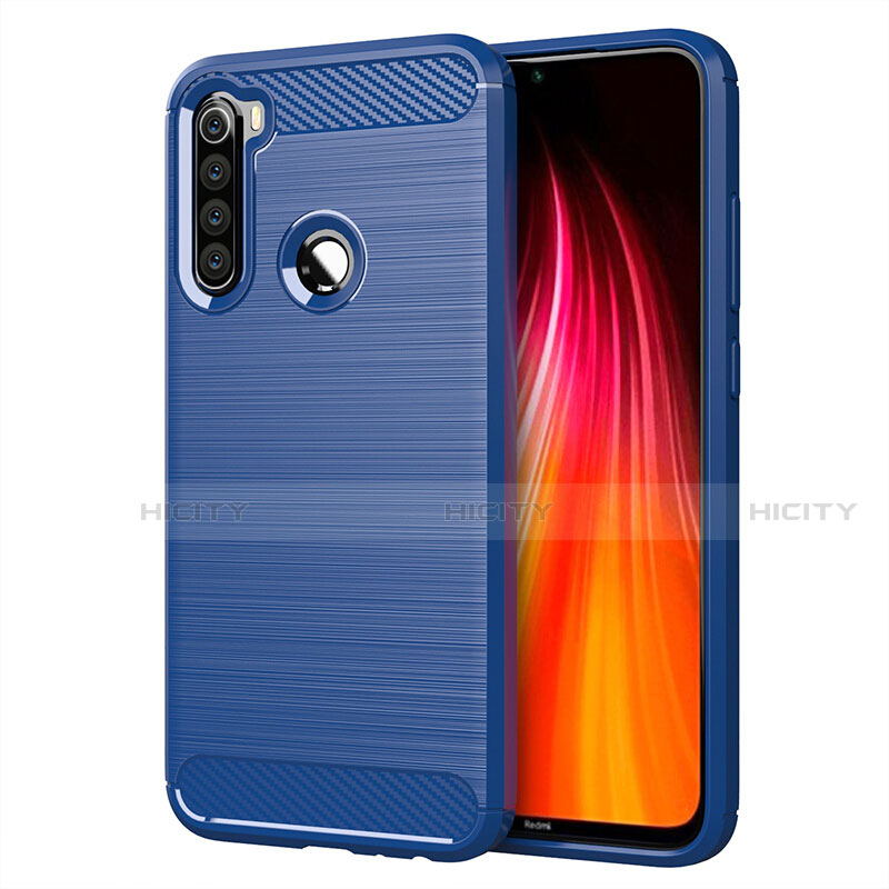 Coque Silicone Housse Etui Gel Line C01 pour Xiaomi Redmi Note 8 (2021) Bleu Plus