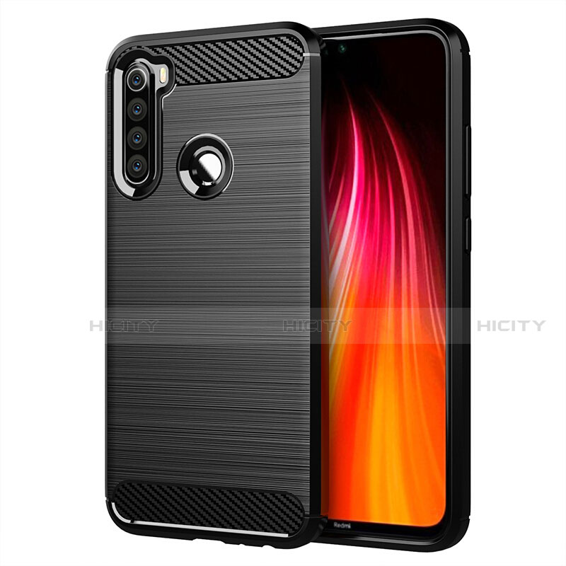 Coque Silicone Housse Etui Gel Line C01 pour Xiaomi Redmi Note 8 (2021) Noir Plus