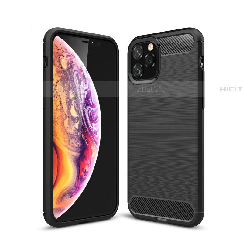 Coque Silicone Housse Etui Gel Line C02 pour Apple iPhone 11 Pro Max Noir Plus