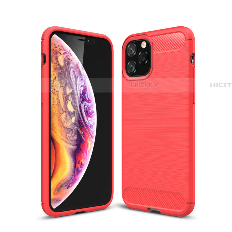 Coque Silicone Housse Etui Gel Line C02 pour Apple iPhone 11 Pro Max Rouge Plus