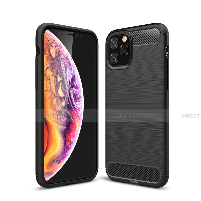 Coque Silicone Housse Etui Gel Line C02 pour Apple iPhone 11 Pro Noir Plus