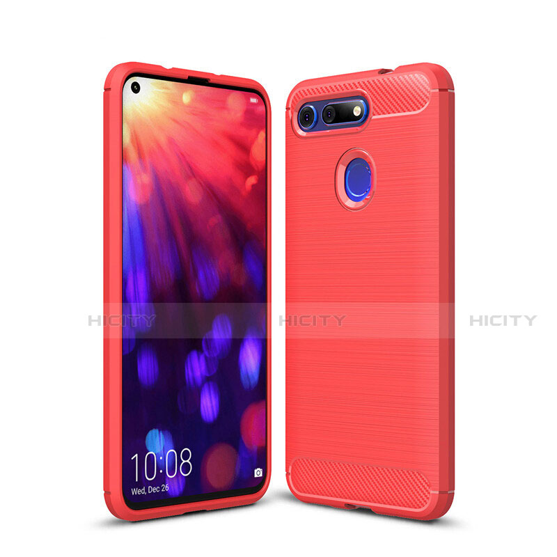 Coque Silicone Housse Etui Gel Line C02 pour Huawei Honor V20 Rouge Plus