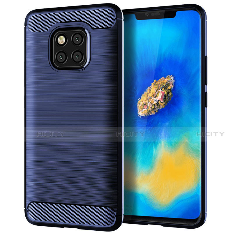 Coque Silicone Housse Etui Gel Line C02 pour Huawei Mate 20 Pro Bleu Plus