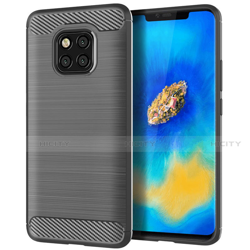 Coque Silicone Housse Etui Gel Line C02 pour Huawei Mate 20 Pro Gris Plus