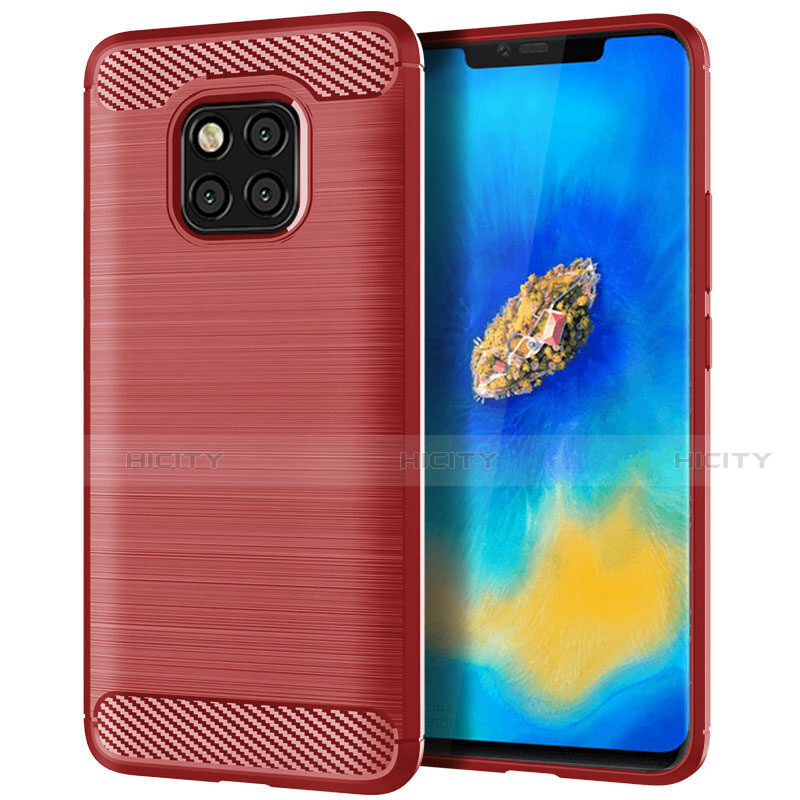 Coque Silicone Housse Etui Gel Line C02 pour Huawei Mate 20 Pro Rouge Plus