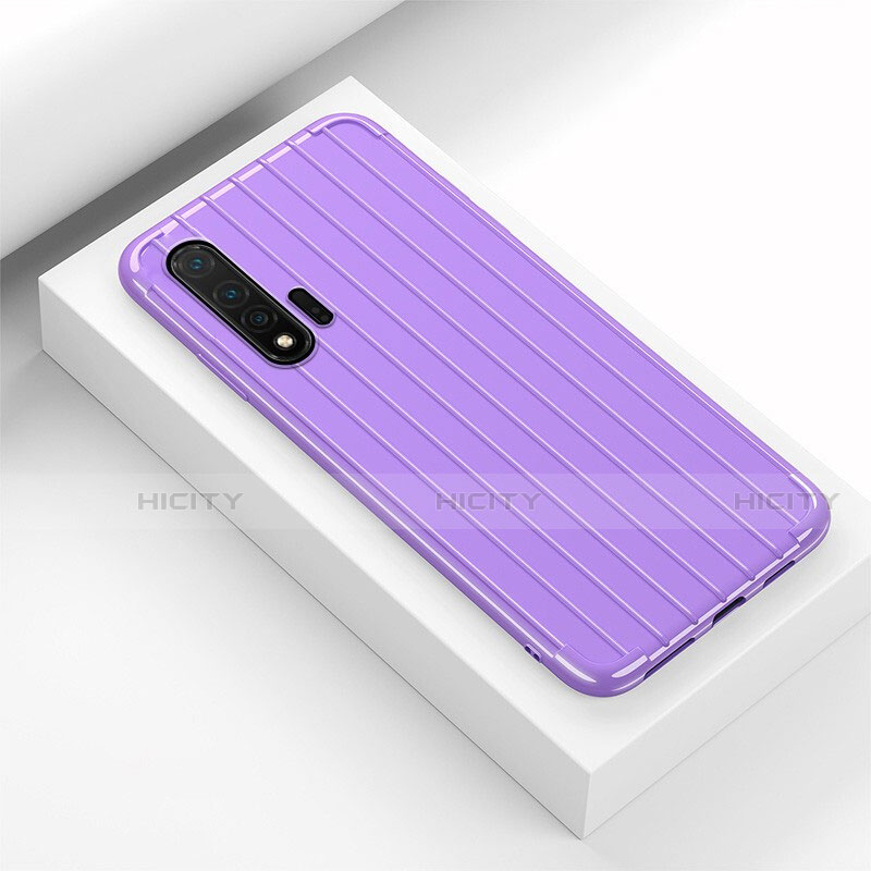 Coque Silicone Housse Etui Gel Line C02 pour Huawei Nova 6 5G Violet Plus