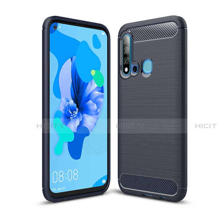 Coque Silicone Housse Etui Gel Line C02 pour Huawei P20 Lite (2019) Bleu Plus