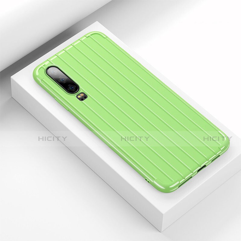 Coque Silicone Housse Etui Gel Line C02 pour Huawei P30 Vert Plus