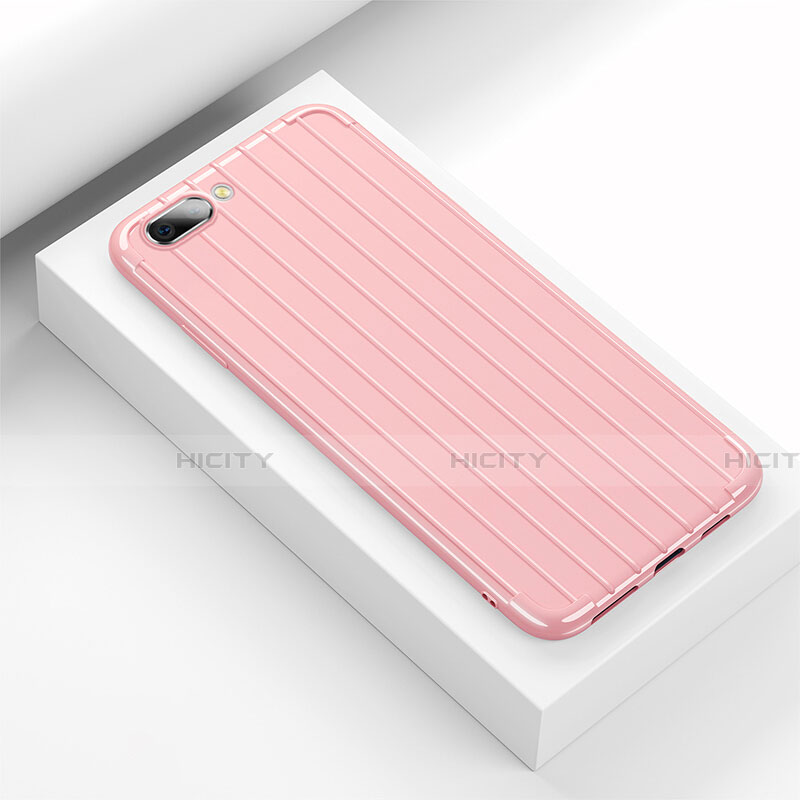 Coque Silicone Housse Etui Gel Line C02 pour Oppo K1 Rose Plus