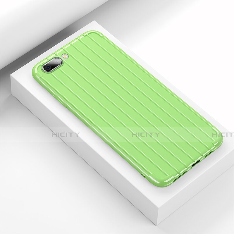 Coque Silicone Housse Etui Gel Line C02 pour Oppo R17 Neo Vert Plus