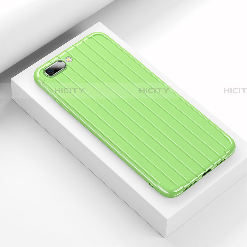 Coque Silicone Housse Etui Gel Line C02 pour Oppo RX17 Neo Vert Plus