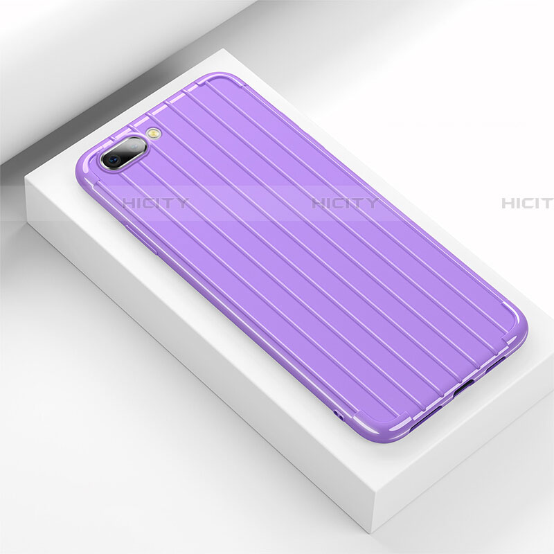 Coque Silicone Housse Etui Gel Line C02 pour Oppo RX17 Neo Violet Plus