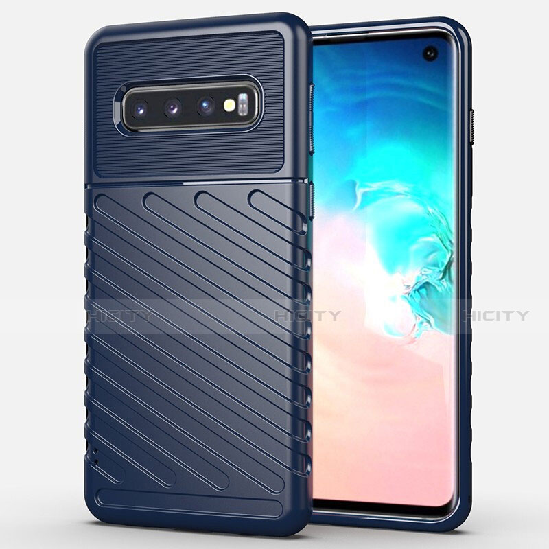 Coque Silicone Housse Etui Gel Line C02 pour Samsung Galaxy S10 5G Bleu Plus